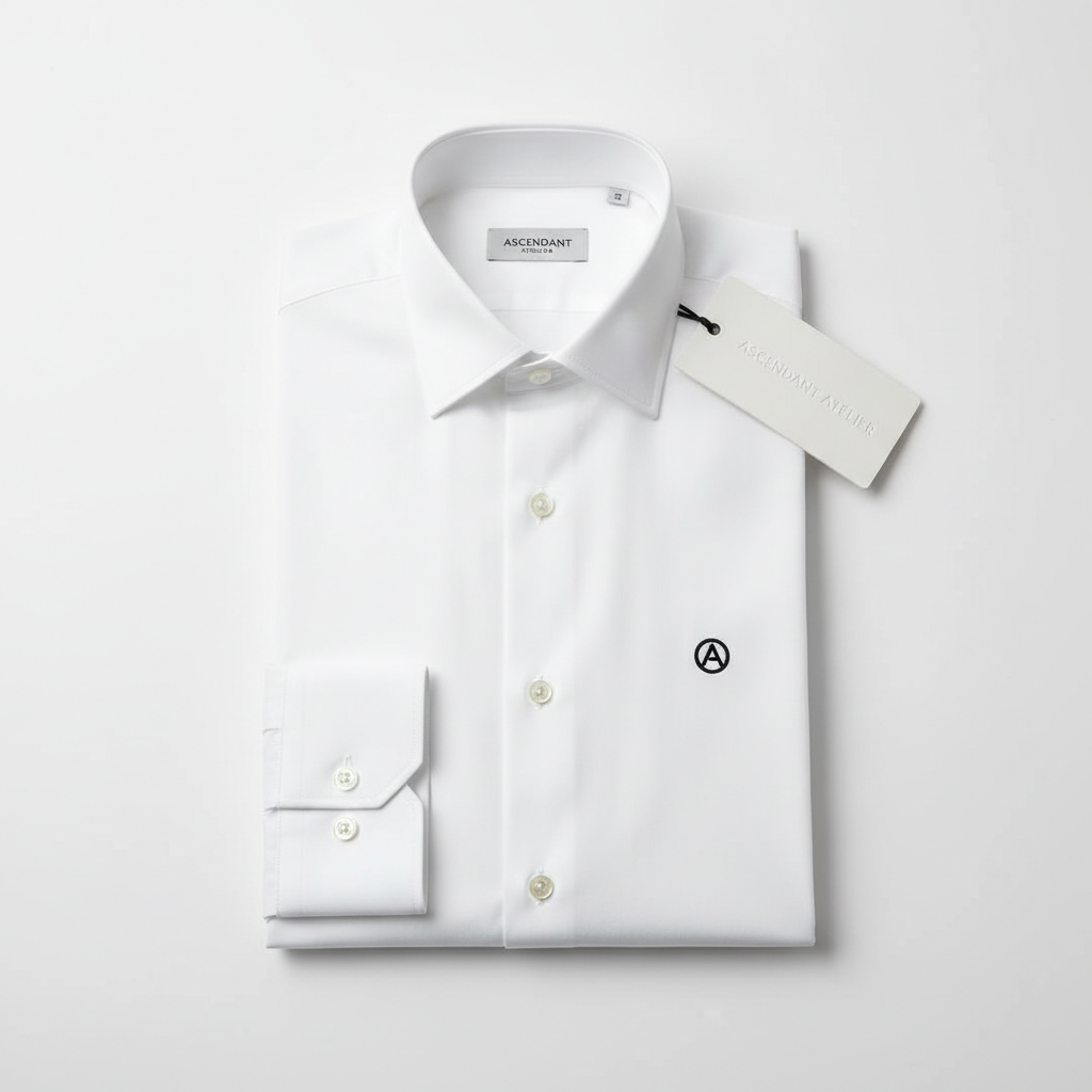 Vertex Slim Fit White Dress Shirt flat lay