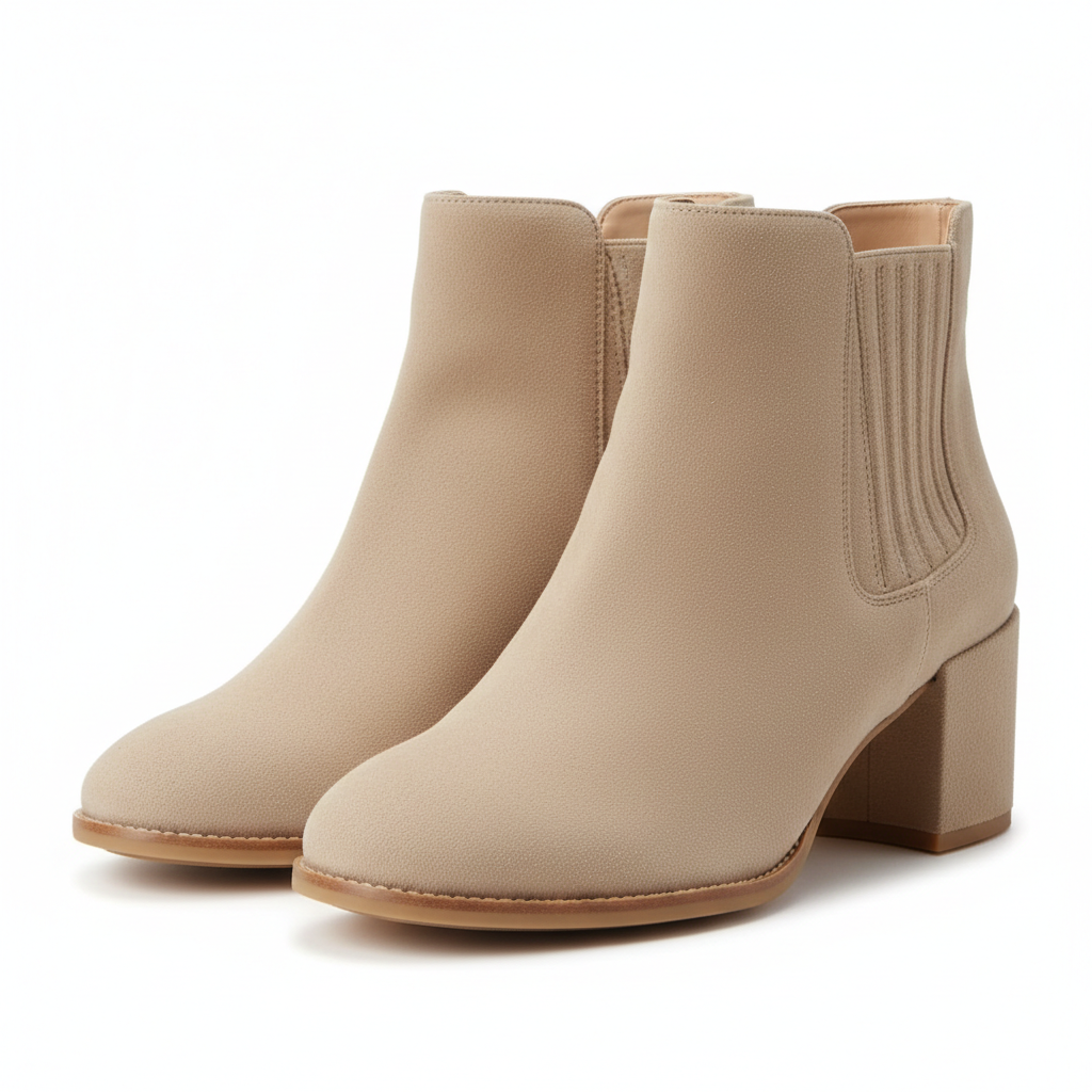 Vertex Block Heel Beige Ankle Boot product photo