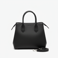 Vertex Structured Black Leather Tote Bag