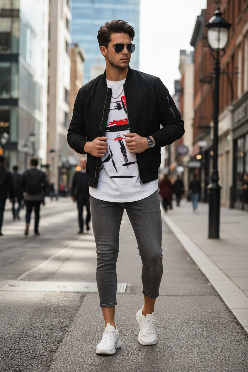 Skinny Half Gray Jeans