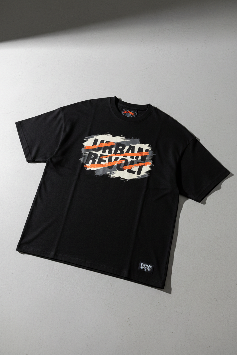 versized Graphic Tee – Black