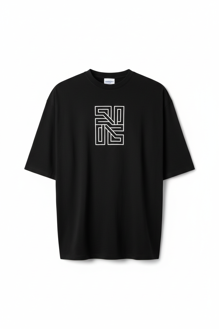 Vertex Oversized Graphic Tee – Black